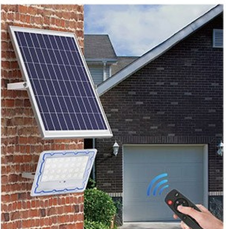 GOFA solar flood light on a building